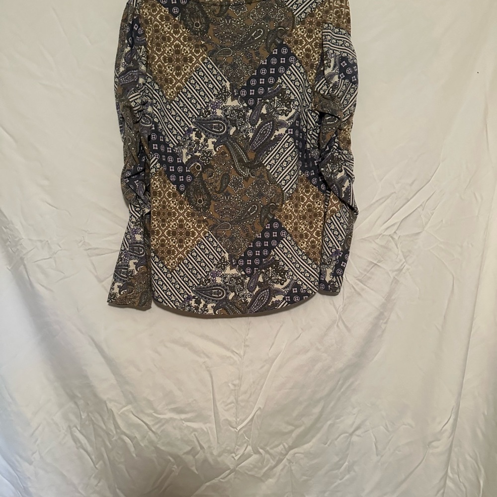 Long sleeve shirts- size medium- color gold, blue, grey and cream
